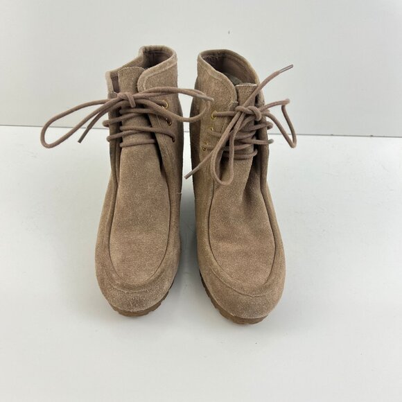 Michael Kors Rory Suede Ankle Boots Bootie Wedge Dune Size 10 - Picture 4 of 9